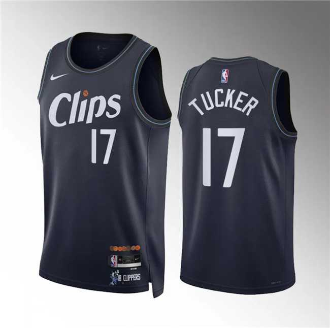 Men's Los Angeles Clippers #17 P.j. Tucker Navy 2023-24 City Edition Stitched Jersey Dzhi